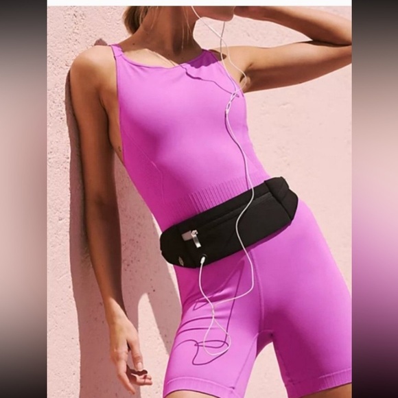 Free People Good Karma High Neck Runsie Neon Magenta